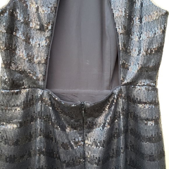 BCBGMaxAzria Black NERA Sequin Open Back Dress -10 - Picture 11 of 16